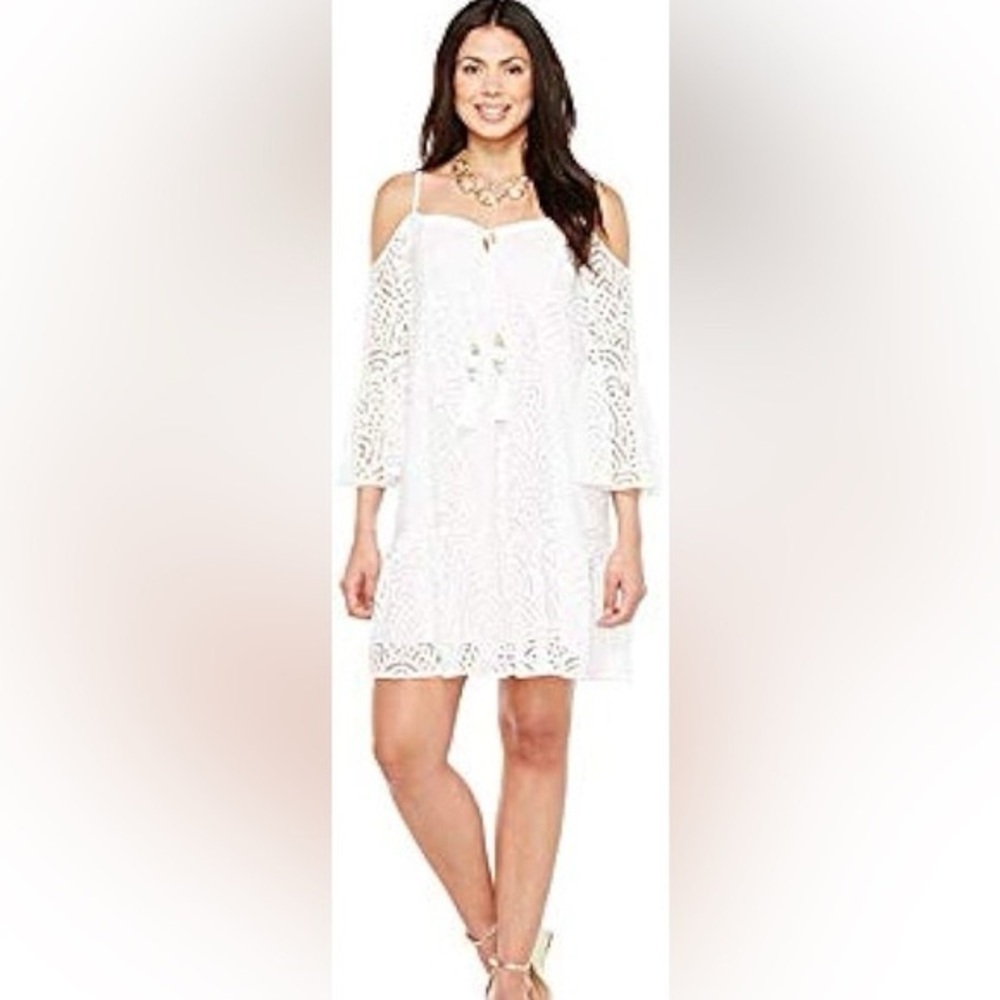 Lilly Pulitzer Alanna White Lace Cold Shoulder Dress Size XXS